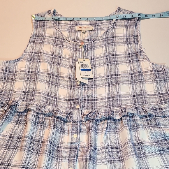 Max Studio London Womens Sleeveless Plaid Button-Up Top XL NWT - Picture 6 of 9